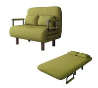 Poltrona Letto 2 Posti Salvaspazio Tessuto In Cotone e Lino Divano Reclinabile Schienale Regolabile In 5 Posizioni Ergonomia Lettos per Gli Ospiti per Soggiorno e Camera da Letto(Green,190*80*28cm)