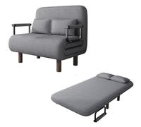 Poltrona Letto 2 Posti Salvaspazio Tessuto In Cotone e Lino Divano Reclinabile Schienale Regolabile In 5 Posizioni Ergonomia Lettos per Gli Ospiti per Soggiorno e Camera da Letto(Light Gray,190*80*28c