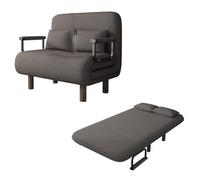 Poltrona Letto 2 Posti Salvaspazio Tessuto In Cotone e Lino Divano Reclinabile Schienale Regolabile In 5 Posizioni Ergonomia Lettos per Gli Ospiti per Soggiorno e Camera da Letto(Gray,190*65*28cm)