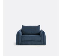Poltrona letto dritta, 1 posto, in velluto a coste sottili, TIKI Blu 1 posto