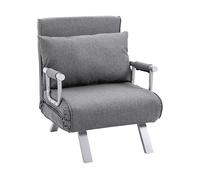 HOMCOM Poltrona Letto con Schienale Regolabile su 5 Livelli e Cuscino imbottitura, in Tessuto e in metallo, 65x69x80cm, Grigio Chiaro Aosom Italy