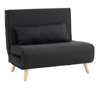 HOMCOM Poltrona Letto 3 in 1 con Schienale Reclinabile su 6 Posizioni in Tessuto, 94x78x80 cm, Nero Aosom Italy