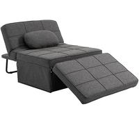 HOMCOM Poltrona Letto 4 in 1 con Schienale Regolabile in 5 posizioni, Cuscino e Imbottitura spessa, poggiapiedi ribaltabile, Grigio Aosom Italy