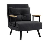HOMCOM Poltrona Letto 3 in 1 con Schienale Reclinabile in 5 Posizioni e Cuscino, 63x73x81 cm, Nero