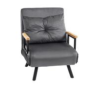 HOMCOM Poltrona Letto Singolo in Tessuto Effetto Velluto Reclinabile in 5 Posizioni con Cuscino Sfoderabile, 63x73x81cm, Grigio Scuro Aosom Italy
