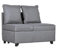 HOMCOM Poltrona Letto 3 in 1 con Schienale Reclinabile, in Tessuto Effetto Lino e Legno, 98x69x65 cm, Grigio Scuro Aosom Italy