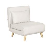 HOMCOM Poltrona Letto 2 in 1 con Schienale Regolabile e Cuscino, in Tessuto Effetto Lino, 71.75x78.1x78.7 cm