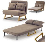 Poltrona Letto Reclinabile 2 Posti Chaise Lounge in Velluto Convertibile Marrone