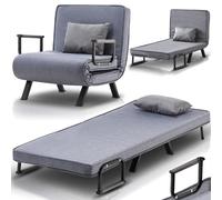 Poltrona Letto Reclinabile Chaise Lounge e Seduta Imbottita Convertibile Grigio