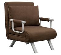 Poltrona Letto Singolo 65x69x80 cm Schienale Reclinabile su 5 Posizioni Marrone