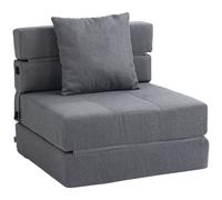 Poltrona Letto Singolo da Terra Pieghevole 70x70x61 cm con Cuscino Incluso Grigio
