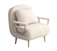 Poltrona letto trasformabile ergonomica per una persona, beige, schienale regolabile in 6 posizioni, ideale per appartamenti e hotel, design salvaspazio (F 190 x 82 x 32 cm)