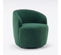 Poltrona lounge girevole in design barile in morbido Teddy Bouclé con schienale ergonomico, girevole a 360°, sedia relax imbottita per soggiorno, camera da letto, studio e lounge (verde)
