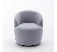 Poltrona lounge girevole in design barile in morbido Teddy Bouclé con schienale ergonomico, girevole a 360°, sedia relax imbottita per soggiorno, camera da letto, studio e lounge (grigio chiaro)