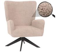 Poltrona Lounge HWC-N65, Sedia Cocktail Imbottita Relax, Girevole, Stoffa/Tessuto ciniglia Metallo - Tortora