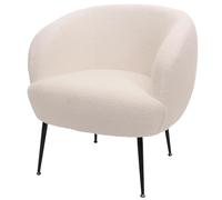 Poltrona lounge HWC-O37, sedia cocktail/club imbottita, stoffa/tessuto bouclé (330g/m²) metallo MVG - bianco
