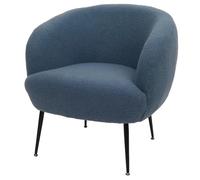 Poltrona lounge HWC-O37, sedia cocktail/club imbottita, stoffa/tessuto bouclé (330g/m²) metallo MVG - blu