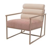 Poltrona lounge HWC-O38, sedia club imbottita, stoffa/tessuto (420 g/m²) metallo MVG - beige, rivestimento rosa