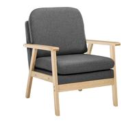 Poltrona lounge in lino Divano singolo Sedia da lettura relax in legno Cuscino schienale spesso per soggiorno Camera da letto Casa Dark gray