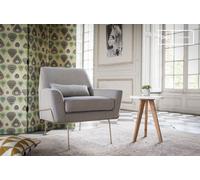 Poltrona lounge in tessuto grigio, stile scandinavo, 82x79x85 cm, design vintage con gambe dorate
