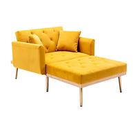 Poltrona lounge regolabile con poggiapiedi, schienale 105°/140°/180° in 3 livelli, imbottitura, 2 cuscini, braccioli, rivestimento rimovibile, telaio in legno, gambe in metallo, sedia relax come