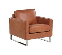 Poltrona Marrone Dorato Rivestimento in Ecopelle Gambe Acciaio Inox Vind