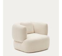 Poltrona Martina in pelliccia d'agnello écru con cuscino