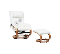 Poltrona massaggiante/riscaldante e poggiapiedi pelle sintetica bianco Majestic