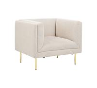 Poltrona moderna imbottita con braccioli in tessuto beige Moen