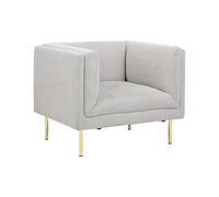 Poltrona moderna imbottita con braccioli in tessuto grigio Moen