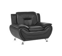 Poltrona moderna per salotto in ecopelle vegana con imbottitura spessa nero Leir