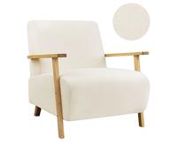 Poltrona moderna retrò con braccioli Beige chiaro Boucle Lesja