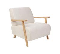 Poltrona moderna retrò con braccioli in tessuto beige Lesja