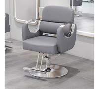 Poltrona Parrucchiere Uomo con Pedale Sollevamento Idraulico e Rotazione Pelle Sedia Barbiere con Base a Disco In Argento Elettroplaccato per Capelli Salone di Bellezza(Chrome)
