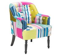 Poltrona patchwork blu imbottita in tessuto - Mandal