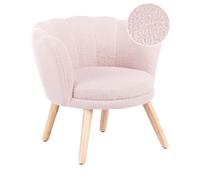 Poltrona per bambini con gambe in legno bouclè rosa pastello