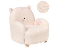 Poltrona per bambini Gatto Sedia imbottita per bambini Bianco sporco Zoar