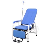 Poltrona Per Prelievo Di Sangue Blu ，poltrona Medica In Pelle, Poltrona Per Infusione Singola，poltrone Per Sala D'attesa Completamente Reclinabili (Half lying 120° + footrest and leg support)