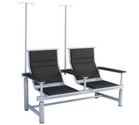 Poltrona per Prelievo Ematico a 2 Posti con Braccioli e Seduta Imbottita, Poltrone Regolabili per Sala D'attesa per Flebo, Ideali per Ospedali e Laboratori di Ricerca(Black)