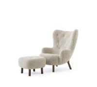 Poltrona Petra VB3 Pelle di Pecora Moonlight/ Noce Oliato con Pouf ATD1