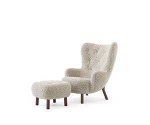 Poltrona Petra VB3 Pelle di Pecora Moonlight/ Noce Oliato con Pouf ATD1