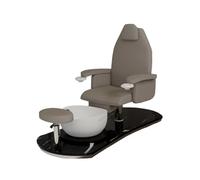 Poltrona Podologica Pedicure Professionale Manicure Regolabile e Reclinabile Make UP Massaggio con Lavabo Ceramica o PVC e miscelatore (Marmorizzato Nero, Dolce Podo Mini)