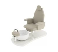 Poltrona Podologica Pedicure Professionale Manicure Regolabile e Reclinabile Make UP Massaggio con Lavabo Ceramica o PVC e miscelatore (Bianco, Dolce Podo SPA)