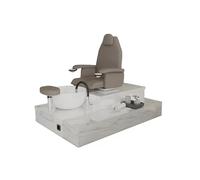 Poltrona Podologica Pedicure Professionale Manicure Regolabile e Reclinabile Make UP Massaggio con Lavabo Ceramica o PVC e miscelatore (Marmorizzato bianco, Dolce Podo Relax 1)