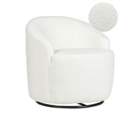 Poltrona Poltroncina Glamour Art Deco Boucle Bianco con base Girevole 360° Davik