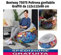 Poltrona Pouf gonfiabile Graffiti da 112x112x66 cm X Bambini E Adulti Comoda