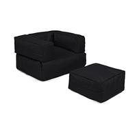 Poltrona + pouf per bambini da esterno nero