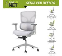 Poltrona presidenziale silver con alzata classe 4 e braccioli 3D regolabili