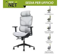 Poltrona presidenziale silver con pistone classe 4 e schienale regolabile