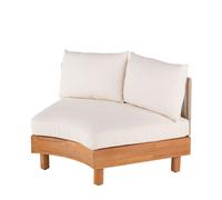 Poltrona professionale componibile in legno di teak, corda beige e cuscini ecrù